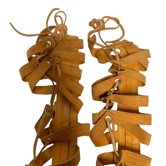 NEW Free People Sun Chaser Tall Gladiator Sandals 37 Orange - Picture 10 of 14